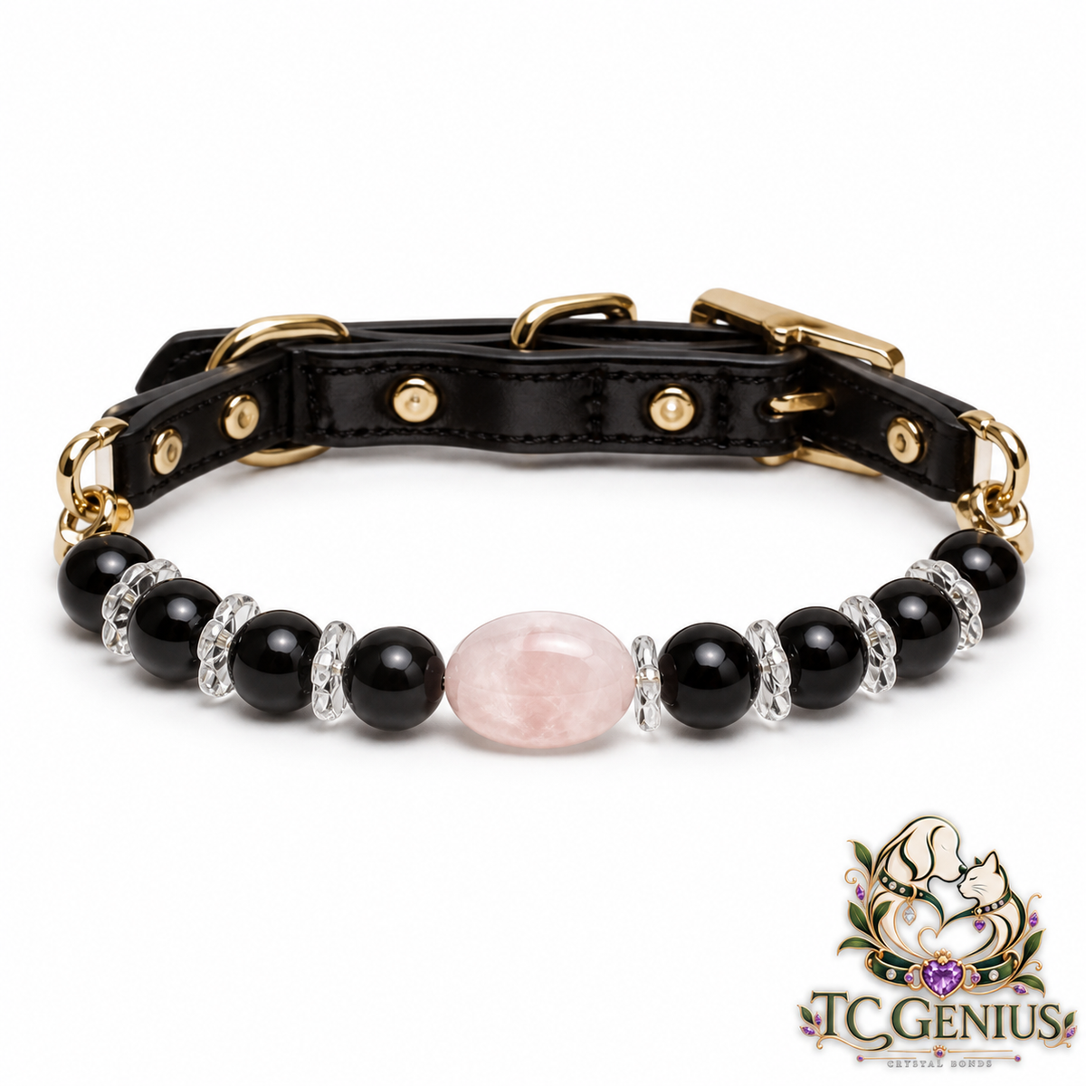 The King — Personalized Crystal Leather Pet Collar