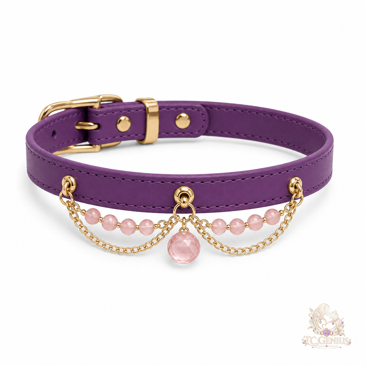 The Queen — Custom Crystal Leather Pet Collar