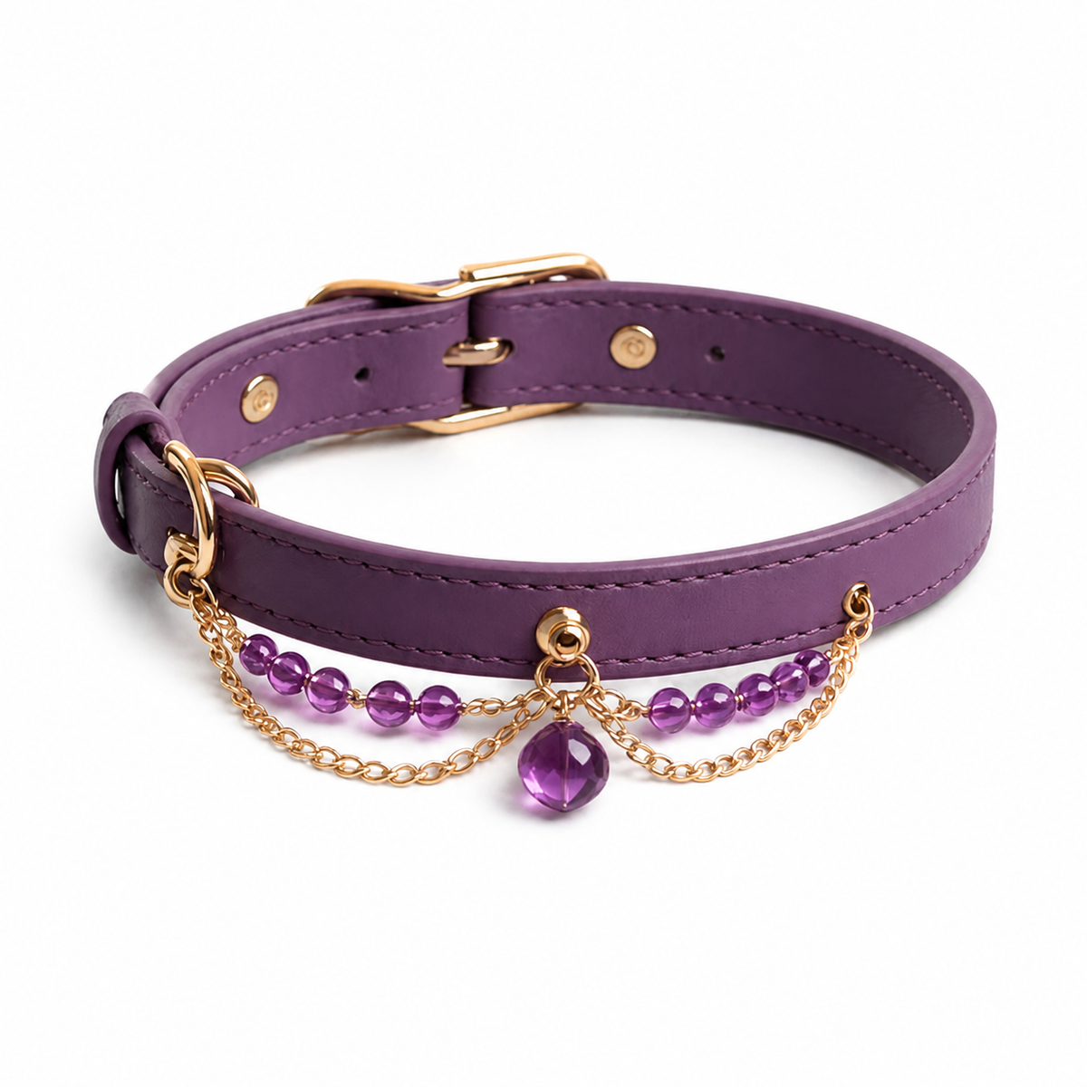 The Queen — Custom Crystal Leather Pet Collar