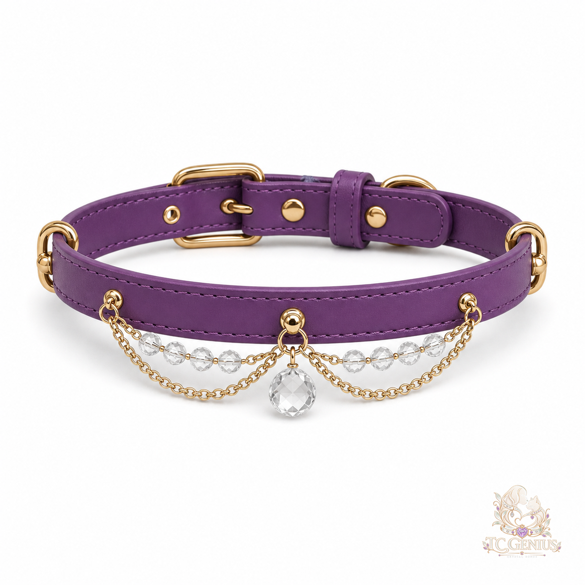 The Queen — Custom Crystal Leather Pet Collar