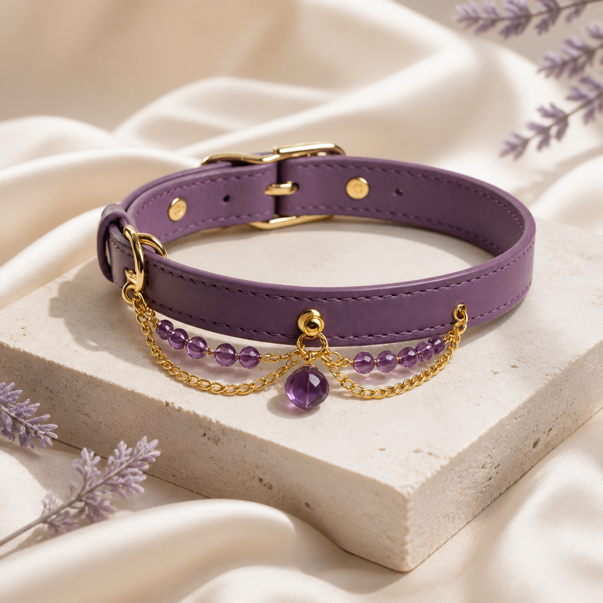 The Queen — Custom Crystal Leather Pet Collar