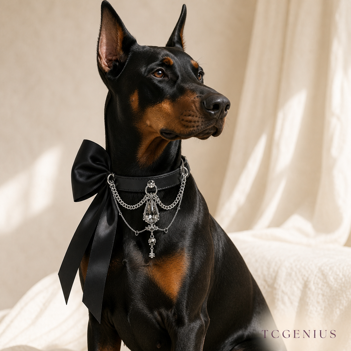 The Princess — Bespoke Crystal Bow Pet Collar