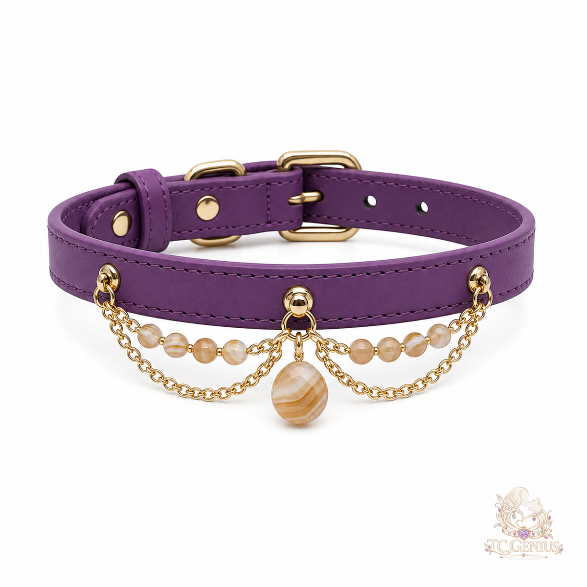 The Queen — Custom Crystal Leather Pet Collar