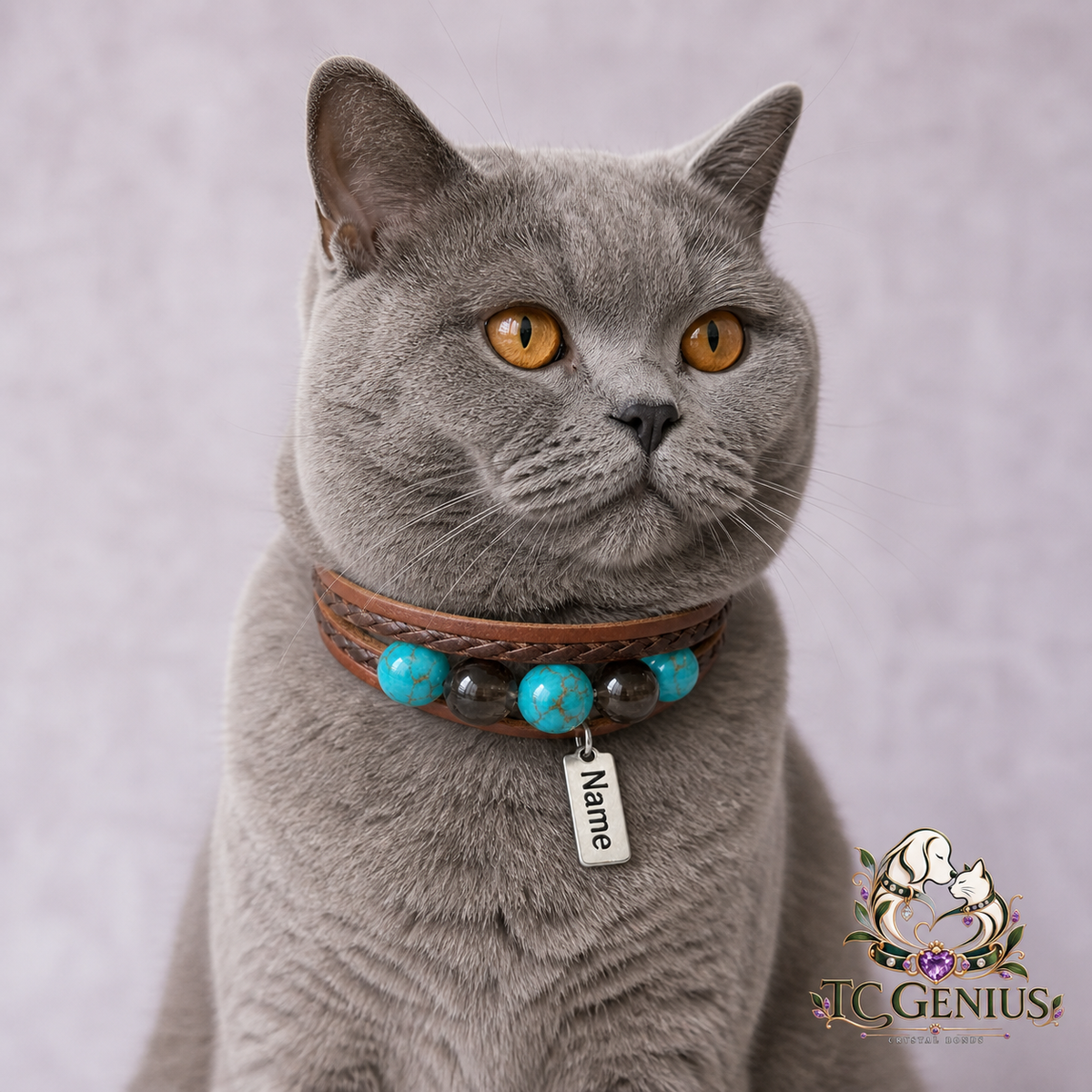 The Knight — Custom Crystal Leather Pet Collar