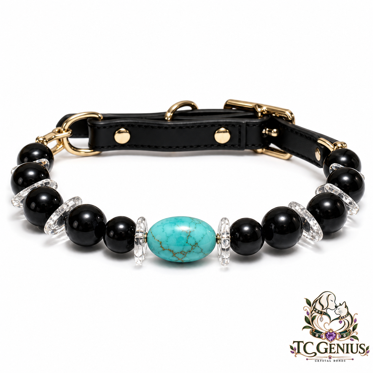 The King — Personalized Crystal Leather Pet Collar