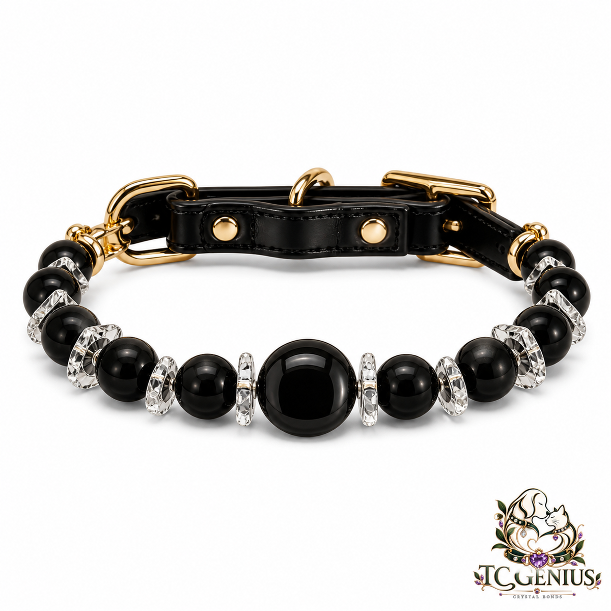 The King — Personalized Crystal Leather Pet Collar