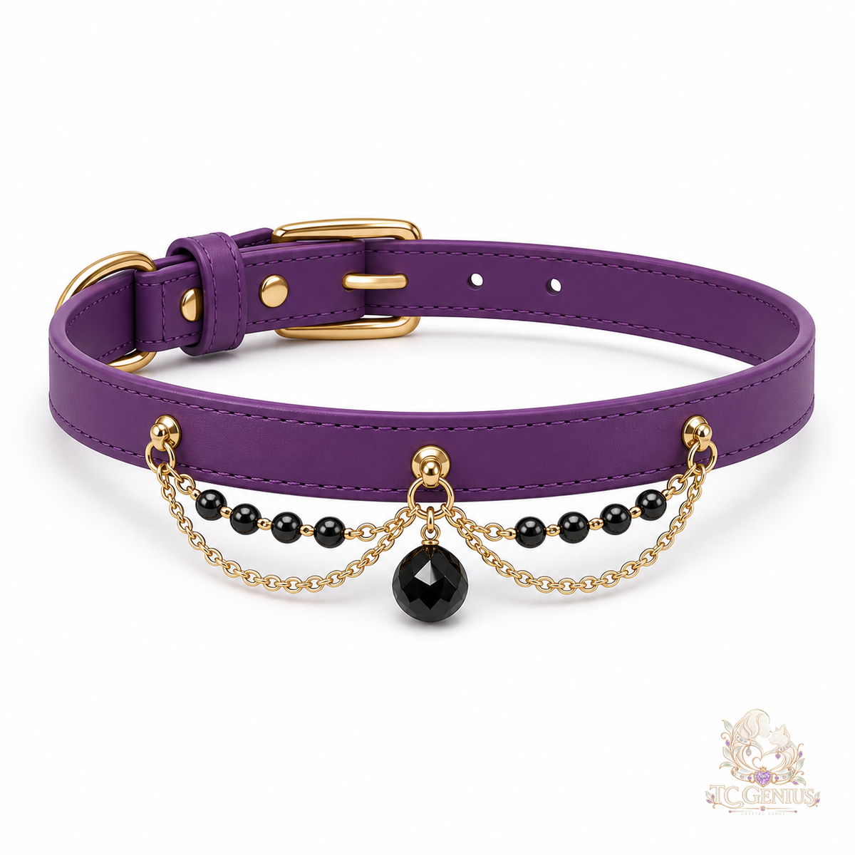 The Queen — Custom Crystal Leather Pet Collar