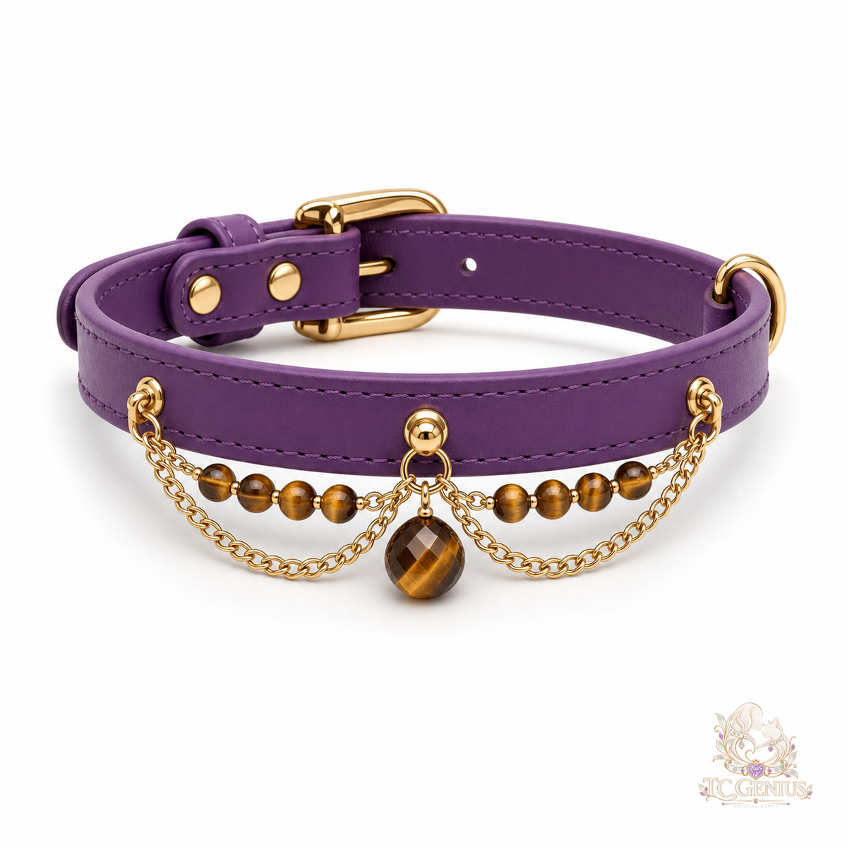 The Queen — Custom Crystal Leather Pet Collar