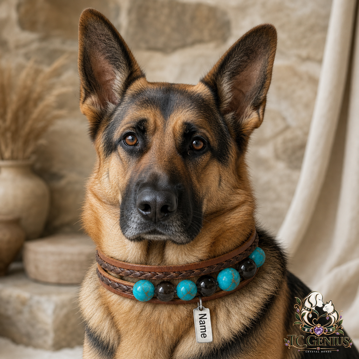The Knight — Custom Crystal Leather Pet Collar