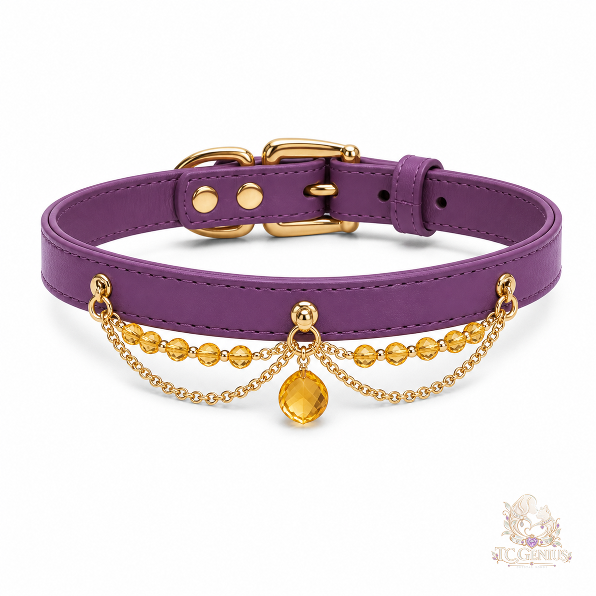 The Queen — Custom Crystal Leather Pet Collar