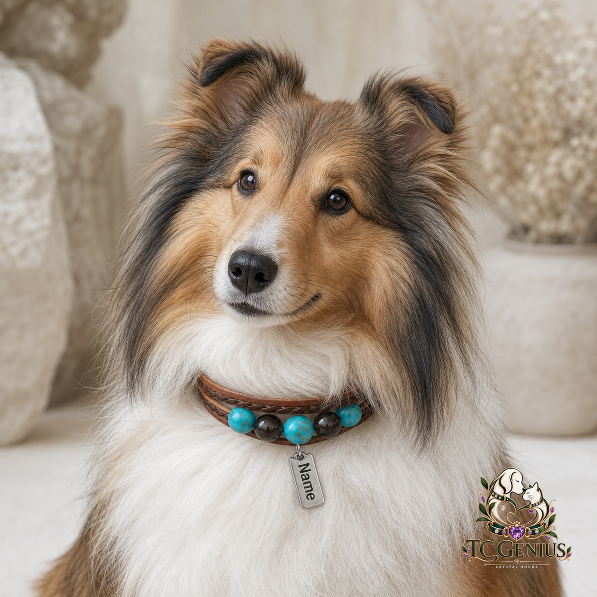 The Knight — Custom Crystal Leather Pet Collar