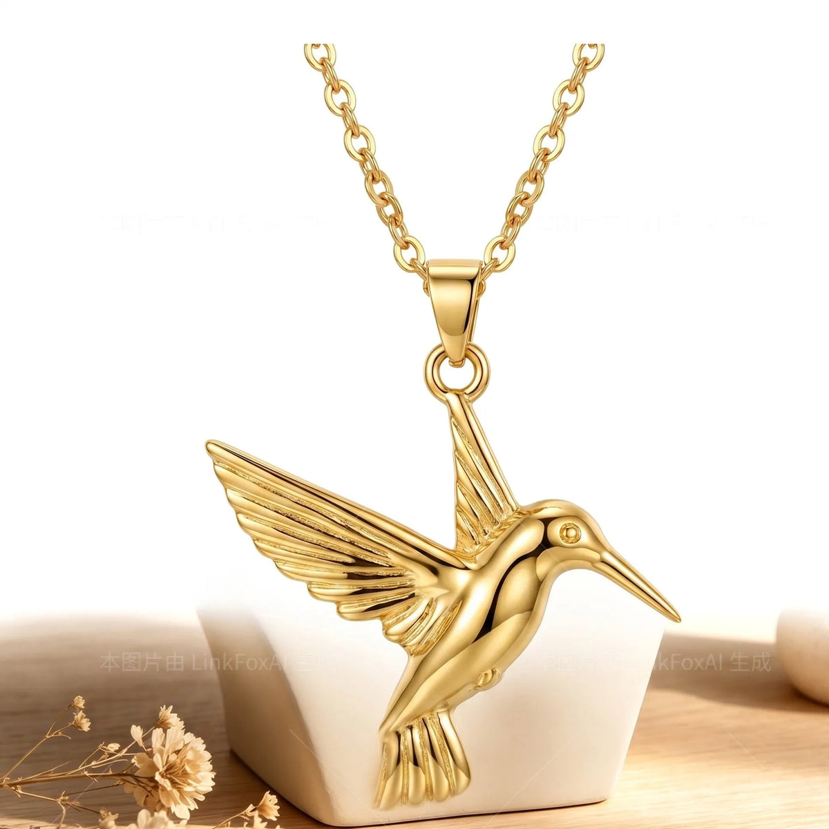 3D Gold-Plated Hummingbird Necklace