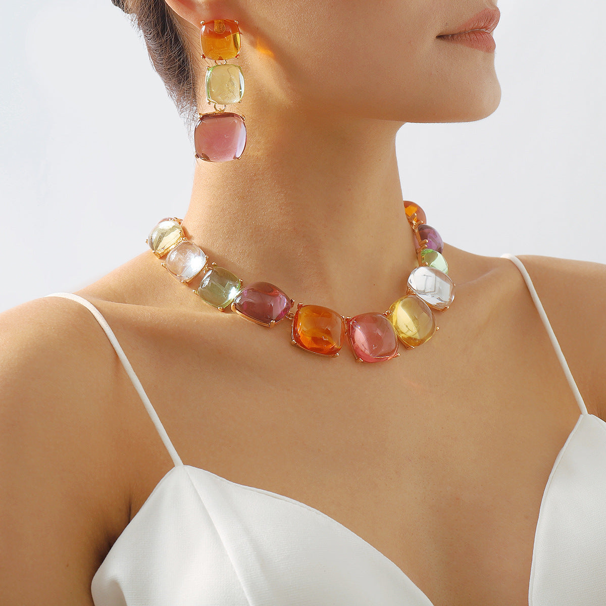 Bohemian Colorblock Jelly Choker Necklace