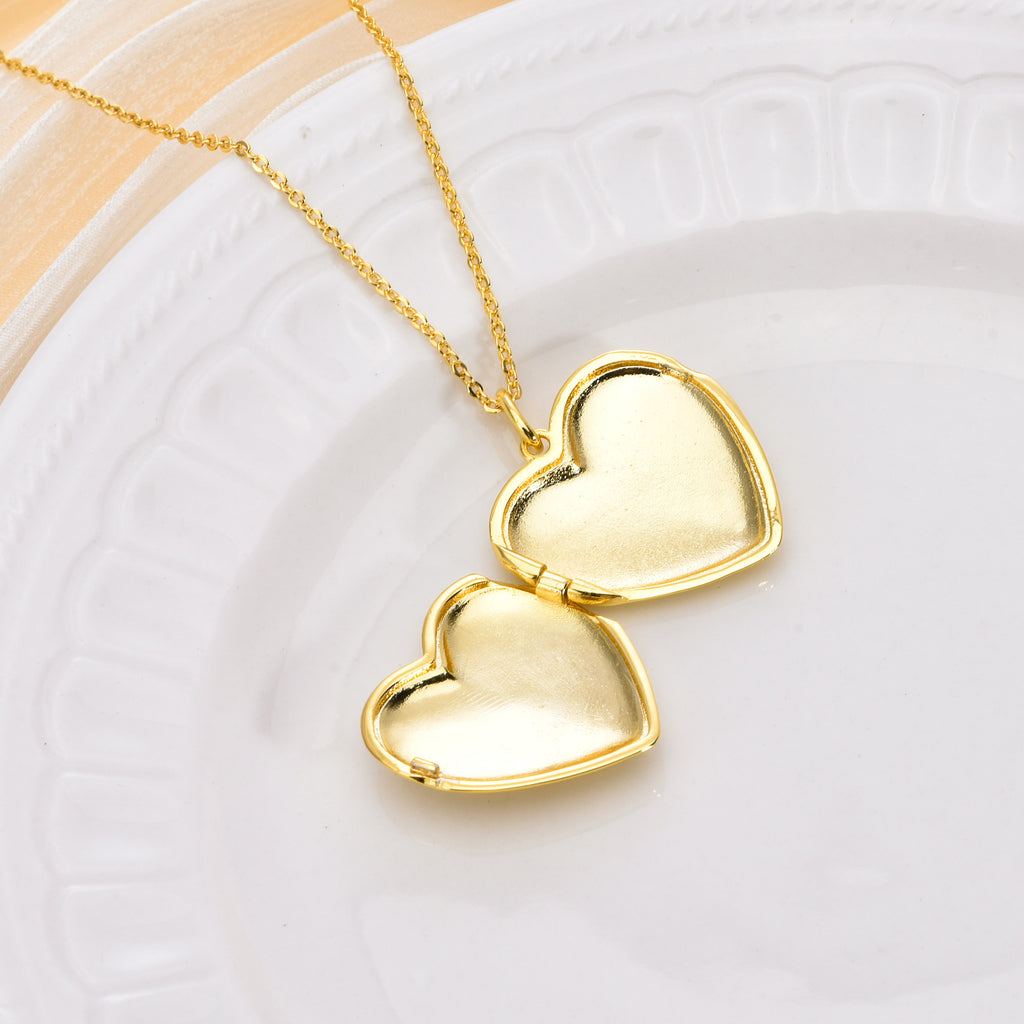 Dainty Gold Heart Locket Pendant Necklace - Keepsake Jewelry for Her