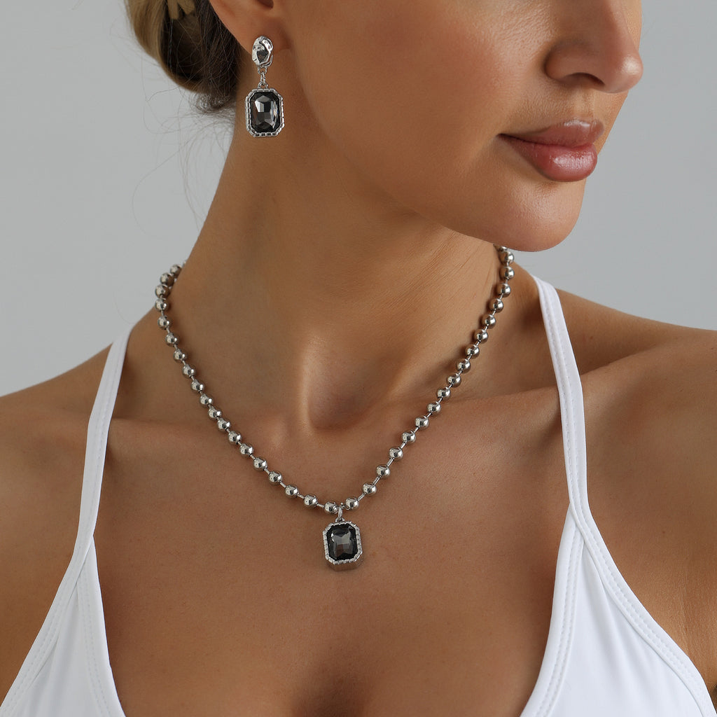 Geometric Square Diamond Necklace