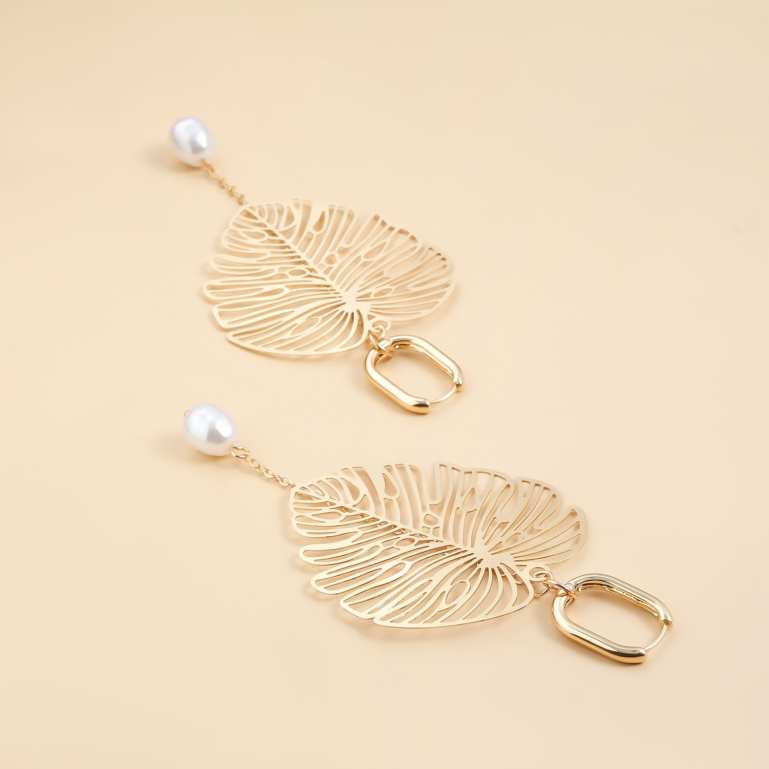 Vintage Leaf Pearl Tassel Earrings