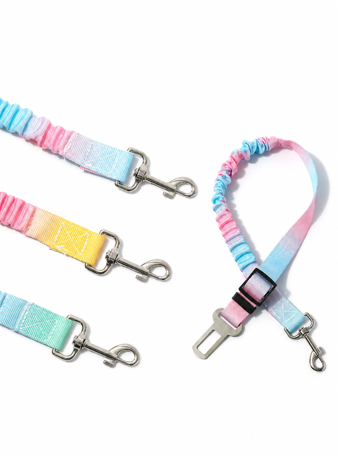 Adjustable Bungee Dog Car Seat Belt with Shock-Absorbing Tether