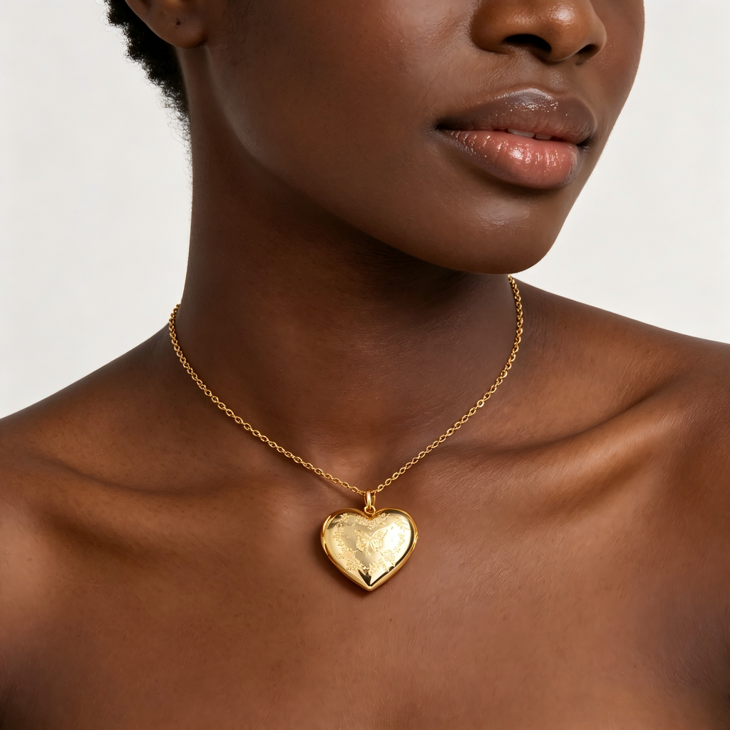 Dainty Gold Heart Locket Pendant Necklace - Keepsake Jewelry for Her