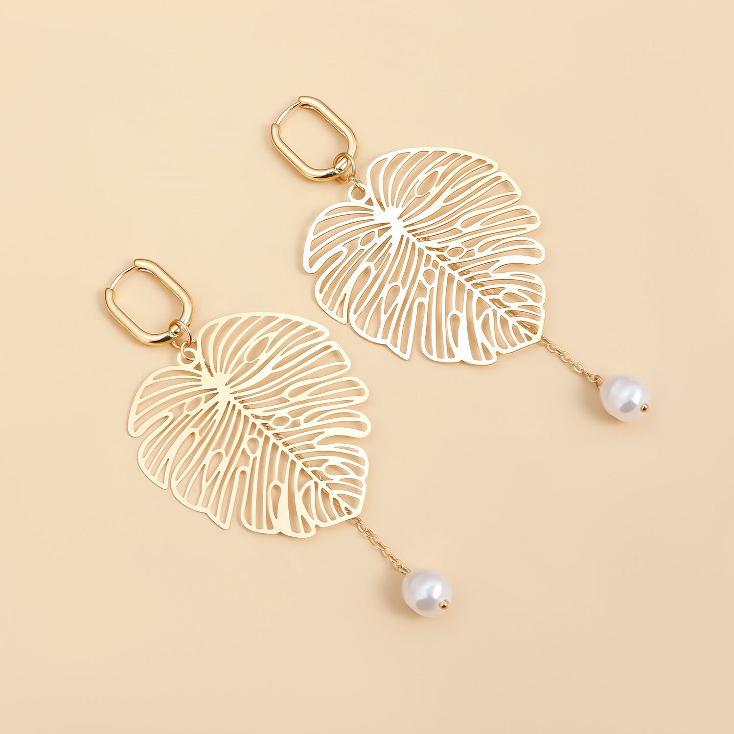Vintage Leaf Pearl Tassel Earrings