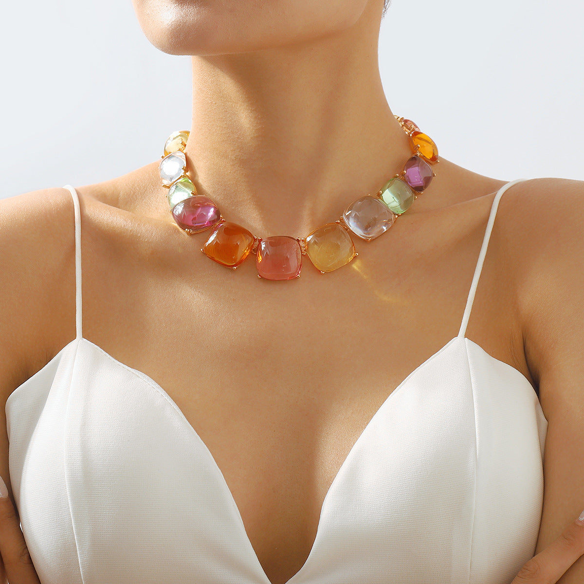 Bohemian Colorblock Jelly Choker Necklace