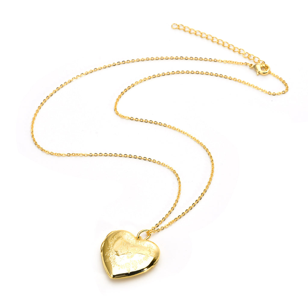 Dainty Gold Heart Locket Pendant Necklace - Keepsake Jewelry for Her