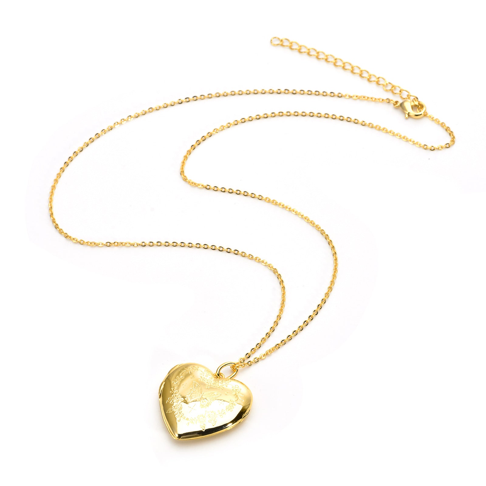 Dainty Gold Heart Locket Pendant Necklace - Keepsake Jewelry for Her