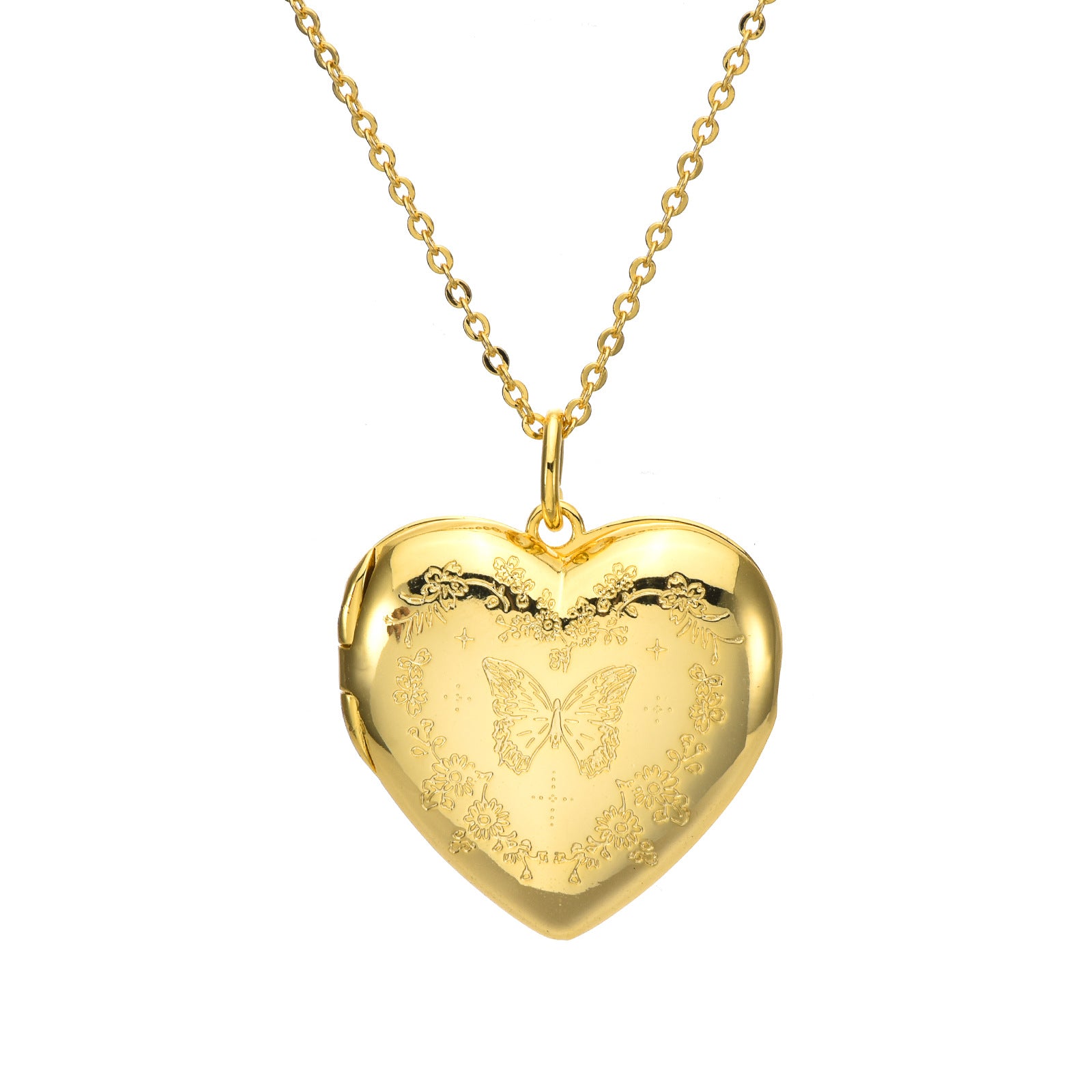 Dainty Gold Heart Locket Pendant Necklace - Keepsake Jewelry for Her