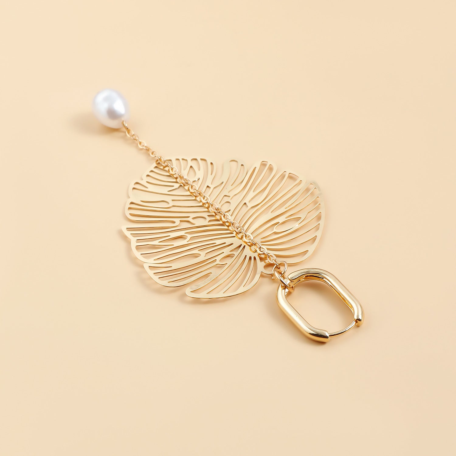 Vintage Leaf Pearl Tassel Earrings