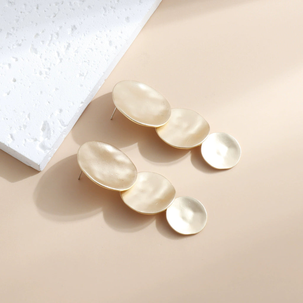 Triple-Layer Hammered Geometric Disc Studs