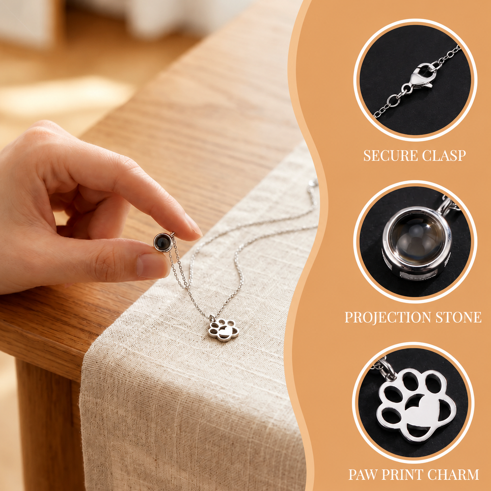 Paw Print Projection Memorial Necklace