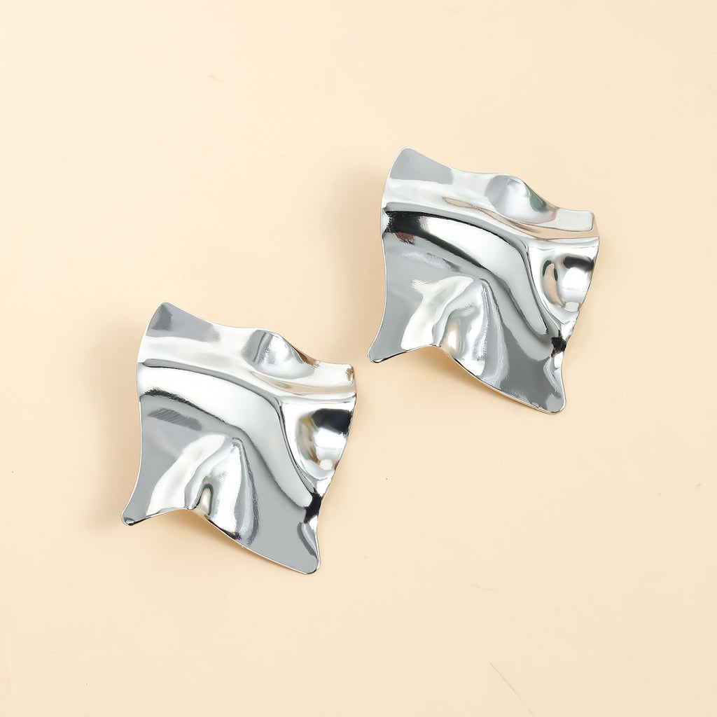Retro Asymmetrical Pleated Earrings