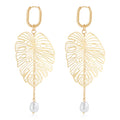Vintage Leaf Pearl Tassel Earrings