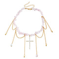 Vintage Rose Quartz Cross Necklace