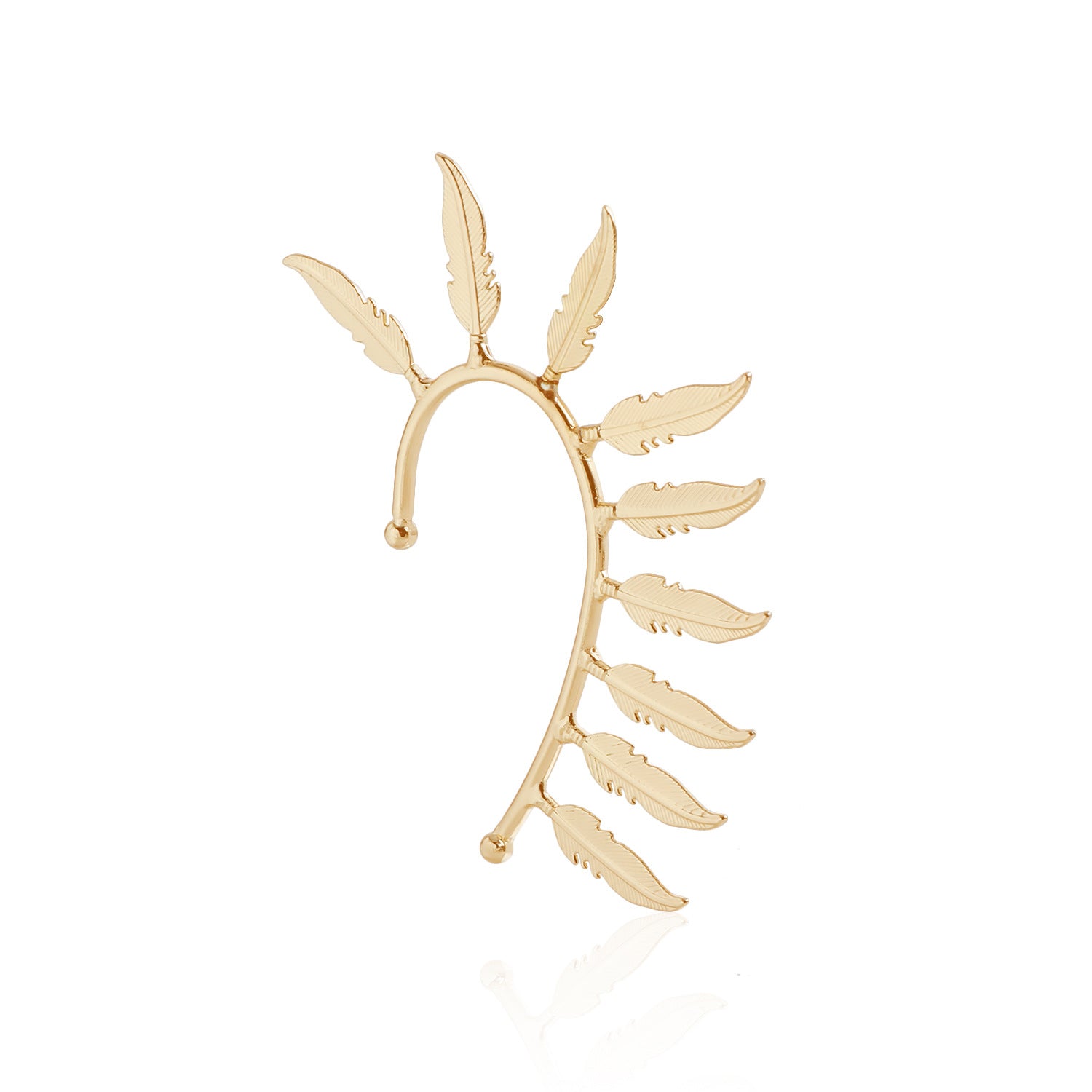 Metal Feather Earcuff Earrings