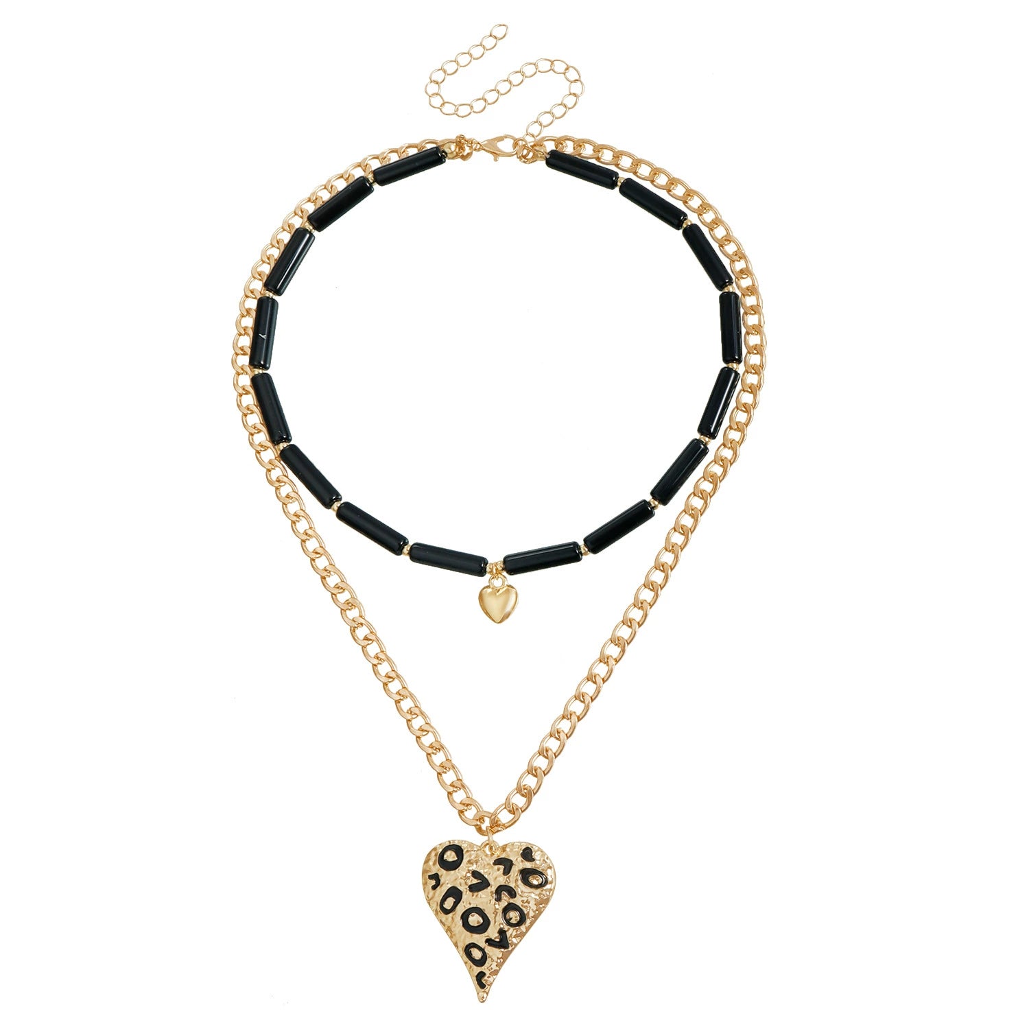 Enamel Heart Spot Pendant Clavicle Necklace