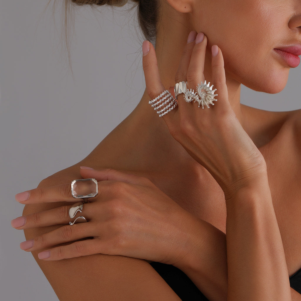 Spiral Open Ring Set