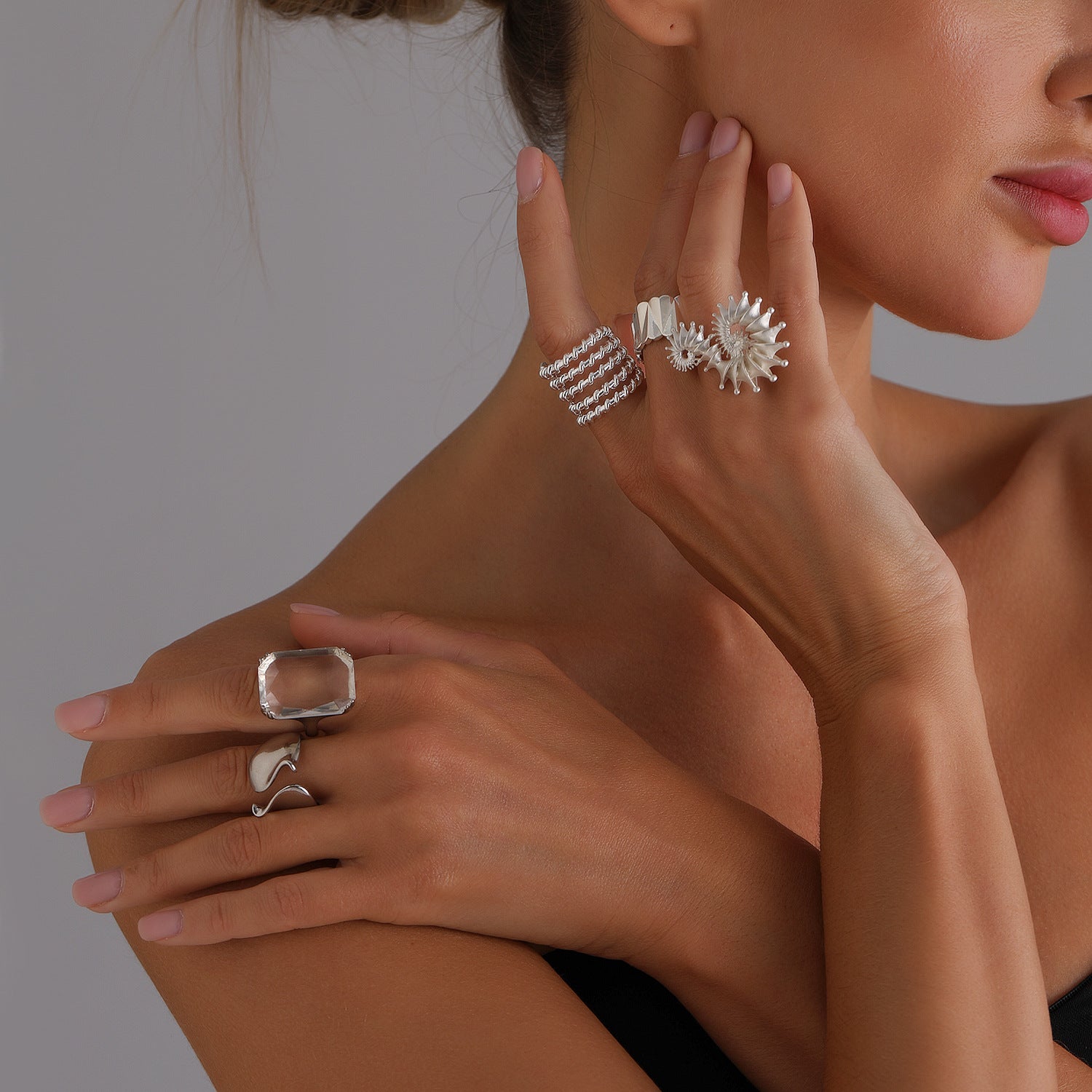 Spiral Open Ring Set