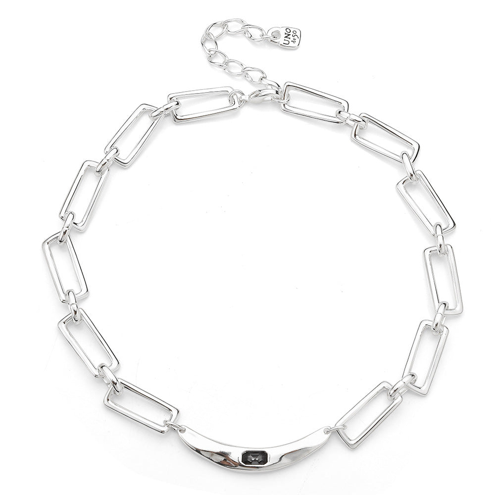 Grey Crystal Geometric Choker Necklace