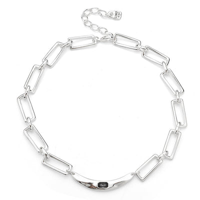Grey Crystal Geometric Choker Necklace