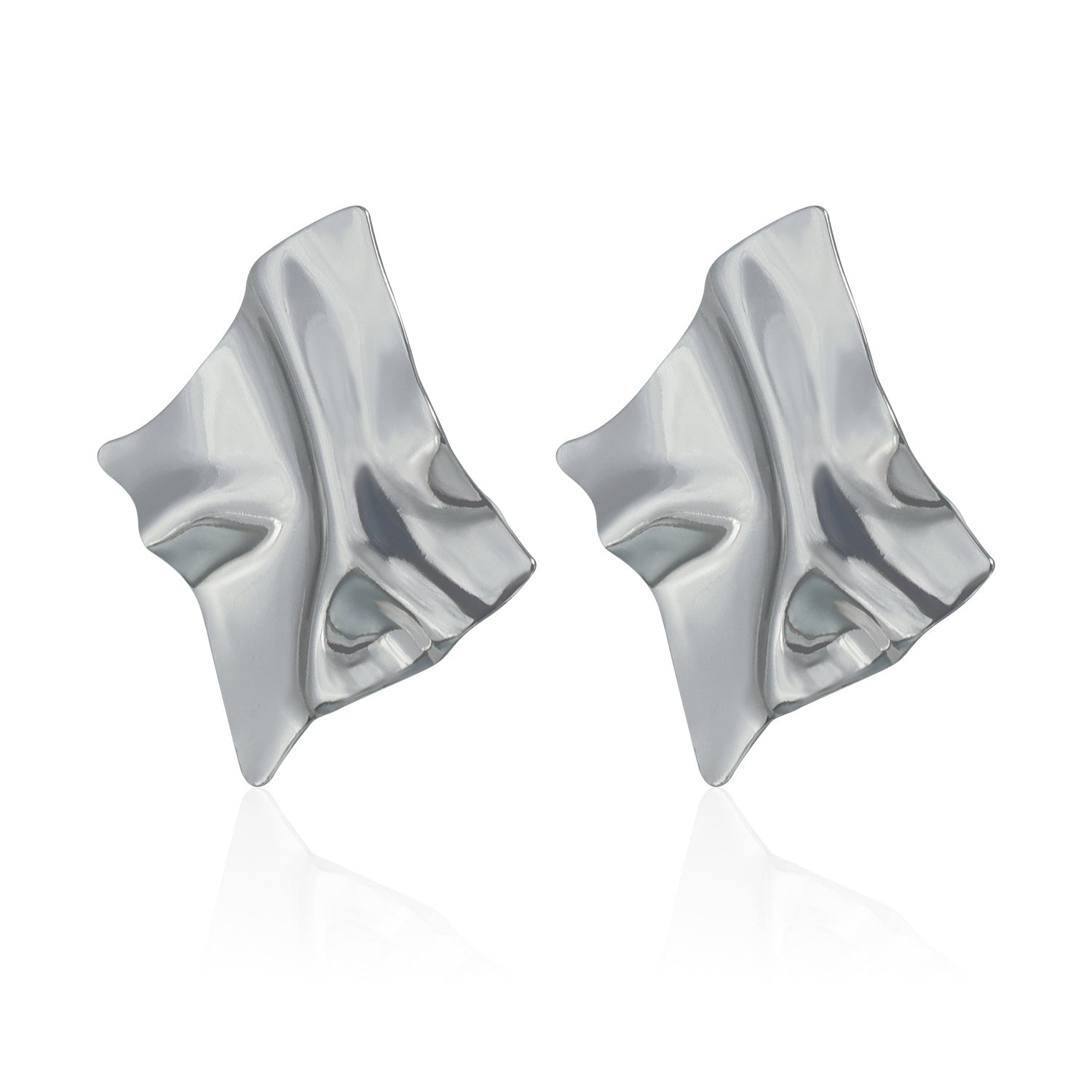 Retro Asymmetrical Pleated Earrings