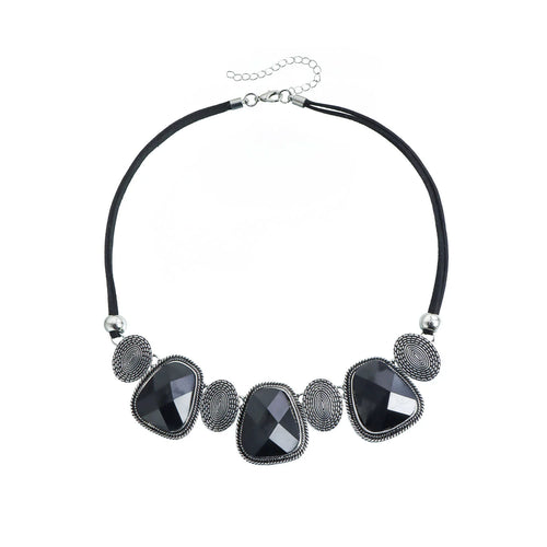 Black Gemstone Bohemian Necklace