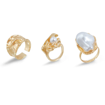 Vintage Pearl Irregular Ring Set