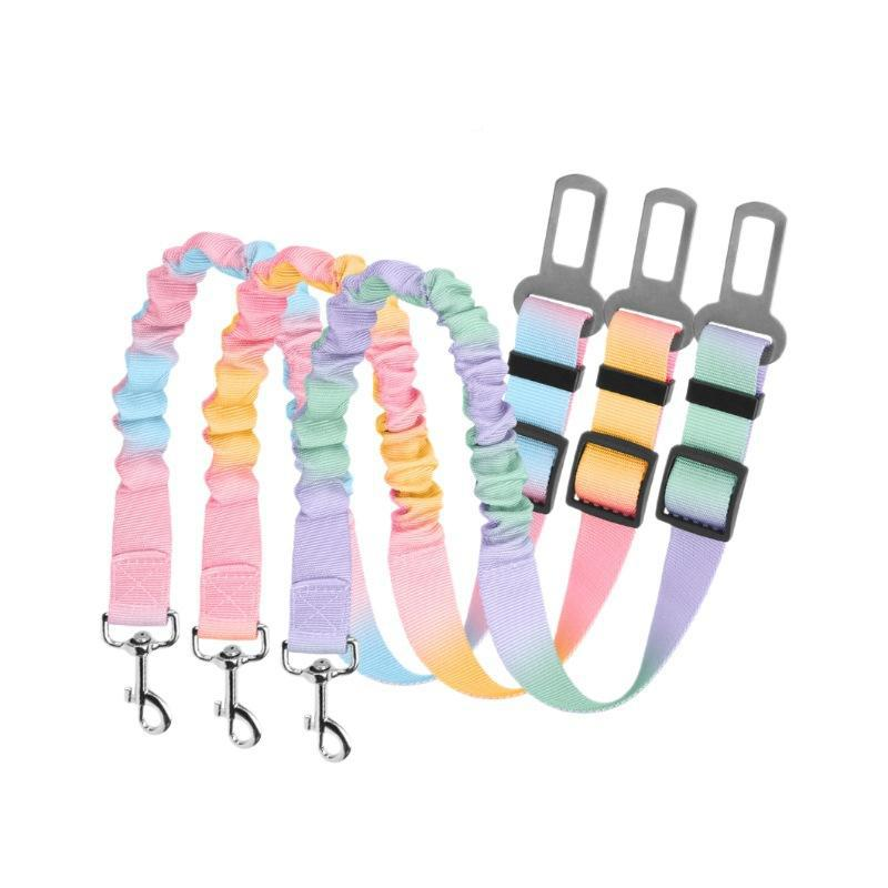Adjustable Bungee Dog Car Seat Belt with Shock-Absorbing Tether