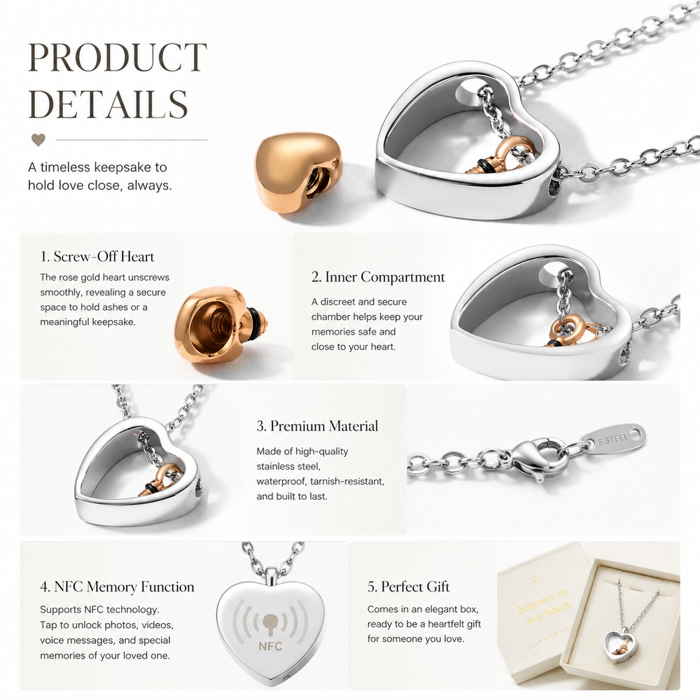 Twin Heart Memory Keepsake Necklace