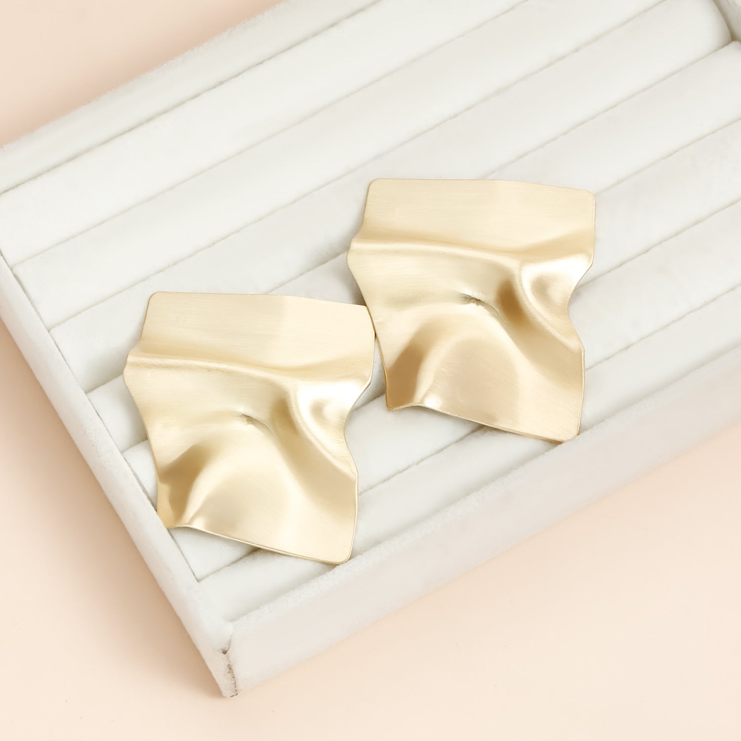 Retro Asymmetrical Pleated Earrings