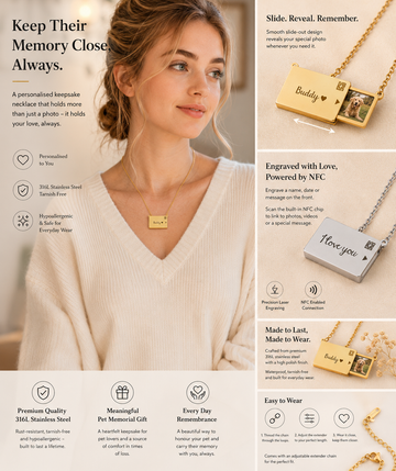 Personalised Pull-Out Photo NFC Memorial Necklace