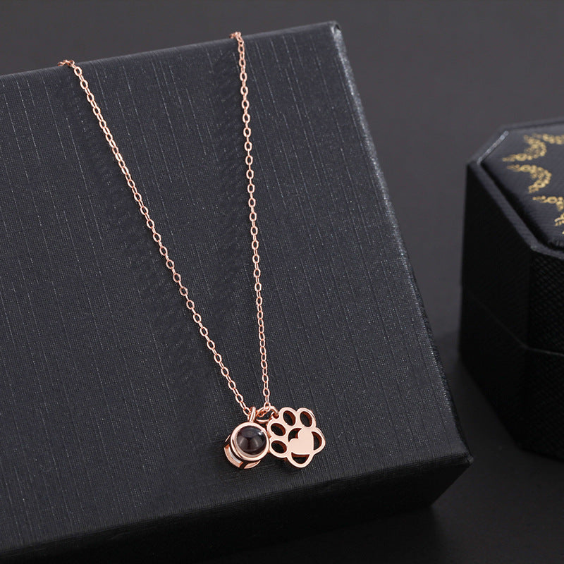 Paw Print Projection Memorial Necklace