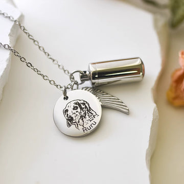 Personalised Pet Photo Angel Wings Pendant Necklace