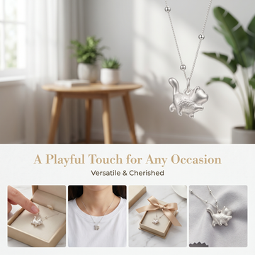 3D Sterling Silver Proud Cat Necklace