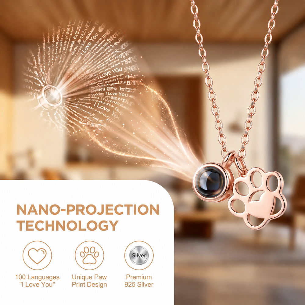 Paw Print Projection Memorial Necklace